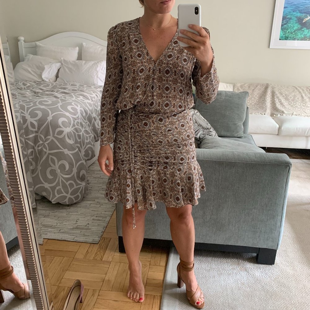 SOLD - VERONICA BEARD ALAMO SILK PRINT MINI DRESS 4